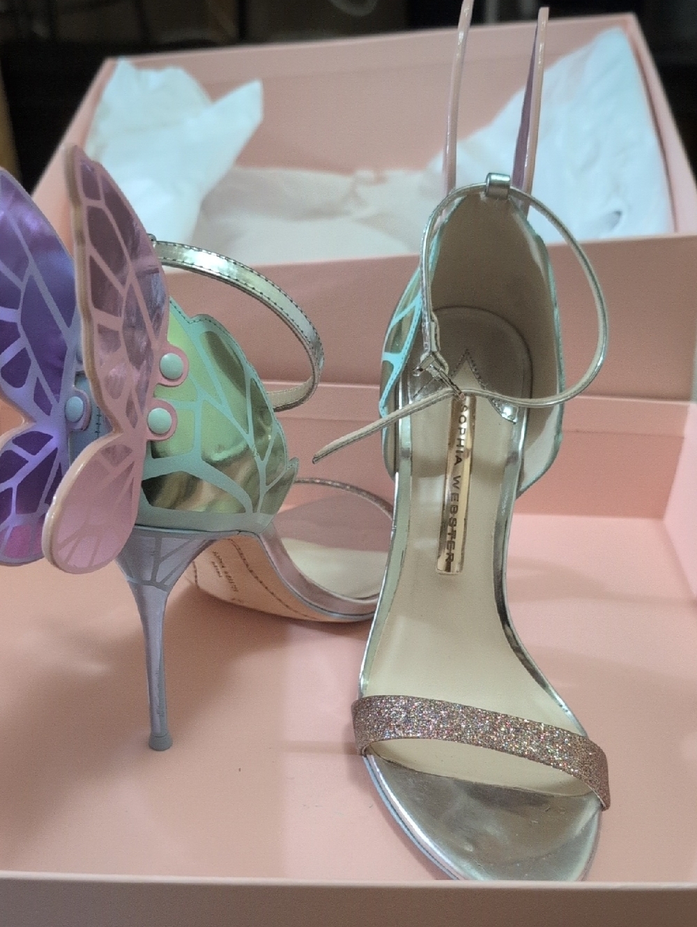 Sophia Webster Lavender and Mint Butterfly Ankle-Strap Heels